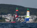 Das Germany SailGP Team und die Schweizer beim Training vor Sassnitz.