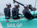 US helmsman Taylor Canfield and his crew had to master difficult situations at the start in San Francisco... Photo: Felix Diemer for SailGP