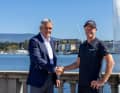 SailGP CEO Russell Coutts with re-entrant Nathan Outteridge, helmsman for the Artemis newcomers.