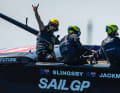 Hugh Jackman genoss das Spaßduell an der Seite des dreimaligen SailGP-Rekordsiegers Tom Slingsby. Gewonnen aber hat…