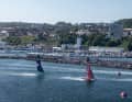 Here the teams from Germany, Great Britain and the USA cheer past the grandstands in Sassnitz.