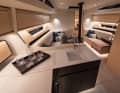 Open, bright extension below deck. The layout is rather conventional.
