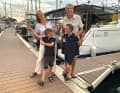 Growing together. The crew of the "JaJapami": Jana, 49, Jan-Dirk, 52, Michel, 10, and Paul, 12 years old