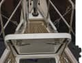 Sails can be set comfortably and directly from the forepeak, which is closed off aft