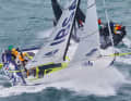 Close duel with the Class 40 "Ibsa", fifth on the water but later dropped back due to a two-hour early start penalty