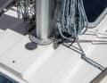 Leak one: Moisture penetrates the wood in the mast base on deck through the screws and cable bushings. It becomes soft and must be replaced