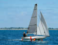 Weird bird: The exotic hull shape with the scow bow characterises the design. The foiler is also easy to handle single-handed
