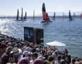 Looking over the shoulders of the fans on the course at the Rolex Switzerland Sail Grand Prix.