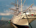 The stern section of the "Gorch Fock I". Laymen often confuse it with the younger "Gorch Fock"