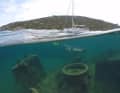 Dans la baie d'Agrilidi, à la pointe ouest, se trouve un bateau de chargement coulé juste sous la ligne de flottaison - Une plongée qui vaut le détour !