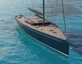 The sheer foredeck frames the bulwark. The bow is not too full, ...