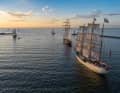 Many ships were drawn into the evening atmosphere
