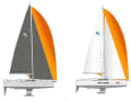The sporty ST version compared to the standard model. Higher mast, more sail area, lower and sportier appendages.