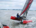 In 8 to 15 knots of wind, Luvschwimmer quickly lifted itself out of the water. The speed rose well above ten knots.