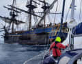 Le trois-mâts "Götheborg", long de 47 mètres, a remorqué un yacht dans la Manche fin avril