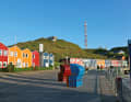The colourful "lobster shacks" on the harbour. Once fishermen's sheds, they now house galleries and shops