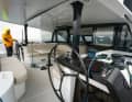 Helm position of the HH44. The pillars can be swivelled inwards or outwards from their central position. This allows better utilisation of lever clamps and winches - and improves either the view of the sails or the weather protection. However, this is implemented even more consistently on the Outremer 52