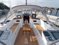 The winches and halyard stoppers placed on the coamings are easy to operate