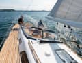 Noble. The teak panelling in the cockpit is standard, but an expensive special item on the running decks