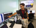 Testing Manager: Francesco Pretagostini explains the simulator the sailors use for training.