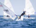 Meilleur barreur allemand d'Ilca-6 après cinq courses de qualification : Levian Büscher du Düsseldorfer Yacht-Club.