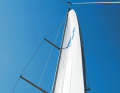The mainsheet is taken very tight, the leech of the mainsail closes