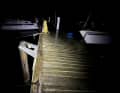 The jetty has become wedged with the anchors on the piles