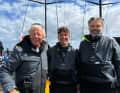 "Outsider" trio (from right): Tactician Markus Wieser, helmsman Bo Teichmann and owner Tilmar Hansen