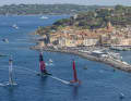 Beautiful race scene with the German team in front of the harbour of Saint-Tropez