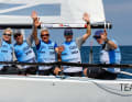 L'equipaggio vincitore del J/70 svizzero attorno al timoniere Stefan Seger