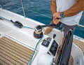 The recessed running deck allows easy access to the winches on the coaming, even from the side. You can turn with power