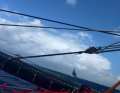 The rig was still standing. Photo of Sam Goodchild's "Vulnerable", taken by "Charal" skipper Jérémie Beyou yesterday south-east of the Azores, shortly before the mast came down from above