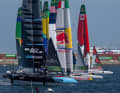 Scène de départ puissante le premier jour du Rolex Los Angeles Sail Grand Prix.