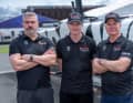 L'amministratore delegato di American Magic, Mike Cazer, lo stivatore di Rockwool Racing, Nicolai Sehested, e Terry Hutchinson, presidente del team velico American Magic, all'ITM New Zealand Sail Grand Prix di Auckland.