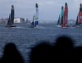 Hin und wieder fetzte die SailGP-Flotte in den überwiegend leichten Rio-Winden auch mal über den Kurs.