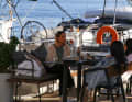 Mooring drink in the café directly at the stern of your own yacht.