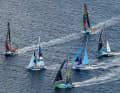 The start of the Ocean Race Europe off Kiel from the sky.