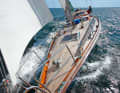 Typical seventies: two spars, halyards on the mast, and the windlass on deck