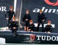 The Tudor Team Alinghi line-up on the course for the first pre-regatta in Cagliari in May.