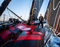Oliver Heer auf der Imoca seines Teams Embrace the Challenge.