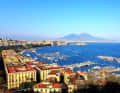 The view over the harbour of Naples and the future Cup area against the backdrop of Mount Vesuvius.