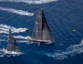 The 100-foot maxi "Black Jack" and the maxi 72 Mills "Balthasar" at the start of the Rolex Middle Sea Race.