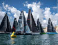 The 107 boats didn’t have much wind to help them at the start.