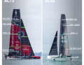 In comparison: the 37th America's Cup is sailed with AC75 monohull foilers, while AC40 foilers are the boats of choice in the Youth and Women's America's Cups