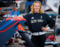 Alica Stuhlemmer with her new iQFOiL equipment in Kiel