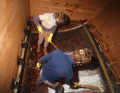 Inside and out, the ship was covered with GRP up to the waterline. The ship's side consists of five layers of mahogany