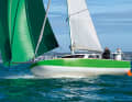 Easy on the glide. The scow nose helps the boat over the waves in windy conditions
