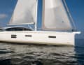 The self-tacking jib is standard and works well in winds above 10 knots