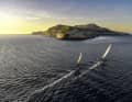 The yachts "Furiosa" and "Kalima" engage in a beautiful and exciting duel as they approach the island of Levanzo