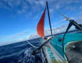 Under distress rig to Santa Maria. Sam Goodchild heads for the island in the Azores after giving up. It is still a good 50 nautical miles away - a long day with a current speed of only 4 to 5 knots